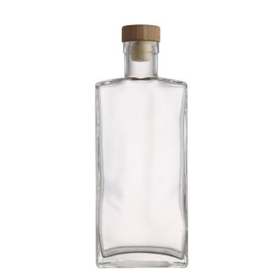 High quality square shape 25oz 750ml custom glass spirit liquor glass bottles for drinking 