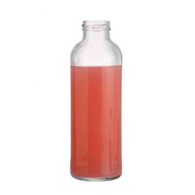High quality 500 ml clear glass milk water beverage juice bottle with screw metal lid 