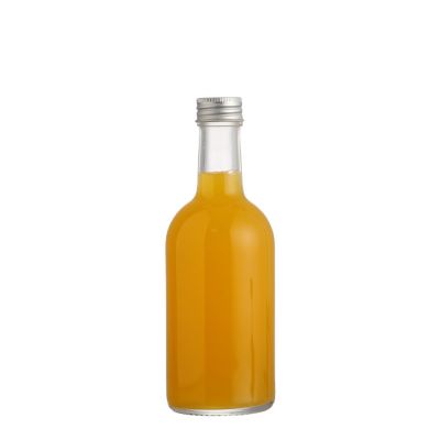 350 ml Round long neck glass beverage bottles food grade beverage juice with lid 