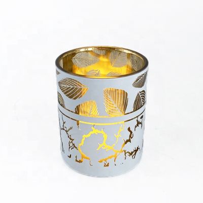High Quality Inside Electroplate Gold Glass Candle Vessel 