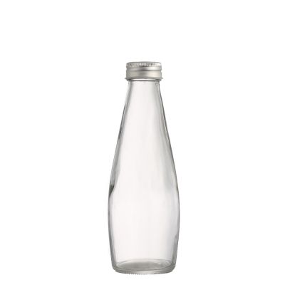 Factory price small round 250 ML empty clear beverage juice glass bottle with screw 