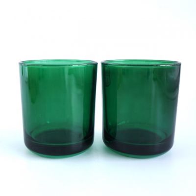 Wholesale custom Home Decoration vintage 13oz green natural scented soy empty glass candle jars 
