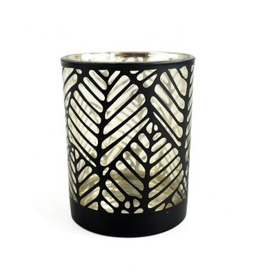 wholesale New Design Gold Plating Black Finished Glass Candle Jars Tealight Candle Holders 20oz 