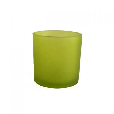 Wholesale frosted green glass cup 500ml big size glass candle vessel 