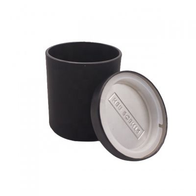 wholesale factory price black glass candle jar 200ml with custom black metal lid