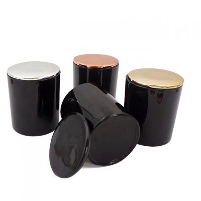 Wholesale 250ml black candle jars with gold rose gold silver black white decorative ceramic lids