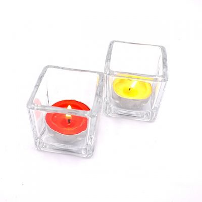 290ml new trend crystal clear square glass candle cup 