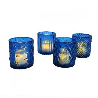 Weddings Use and Yes Handmade blue votive candle holders