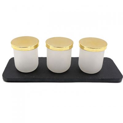 Wholesale 3oz 90ml frosted candlestick holder mini candle tealight holder with gold metal tin lid