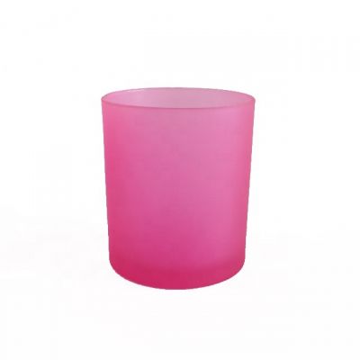 hot sale 400ml pink glass candle jar matte glass candle holder set