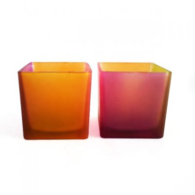 Holidays, Home decoration, Weddings, Religion activities Use Square Rainbow Glass Candle Jar
