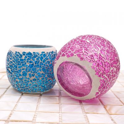 European mosaic glass candle cup multi color candle stand wedding festival hotel club decoration