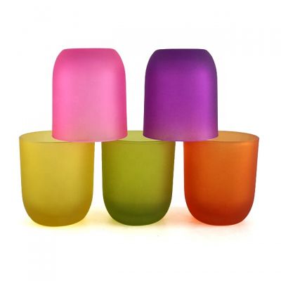 Color sprayed cylinder 6oz glass candle holders factory promotion
