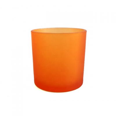Wholesale customized orange color empty glass candle jar 520ml 