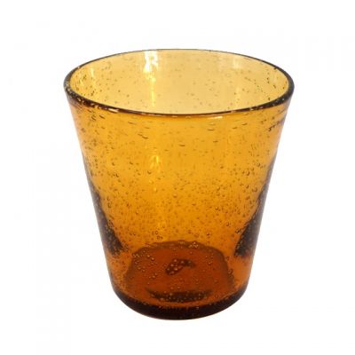 2019 popular cheap amber cone shape solid candle holder glass 