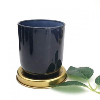wholesale blue glass candle holder 10oz for promotion