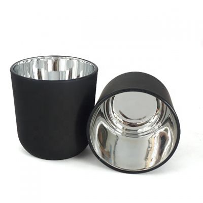 Wholesale Unique black white candle glass jar with gold silver inside 6oz 180ml 