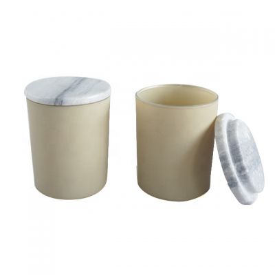 Popular Cream Color Glass Candle Holder decorative candle jar with various lids