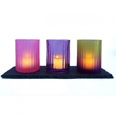 Wholesale Customized Contemporary Vertical stripes Votive Glass Candle Holders