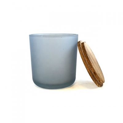 8oz grey glass tealight candle holder , votive candle jar with wooden top for weddings