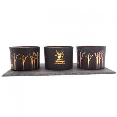 matte black flat bottom votive glass cup for candle making set of 3