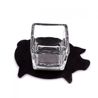 mini size 5*5 crystal clear square glass candle jar