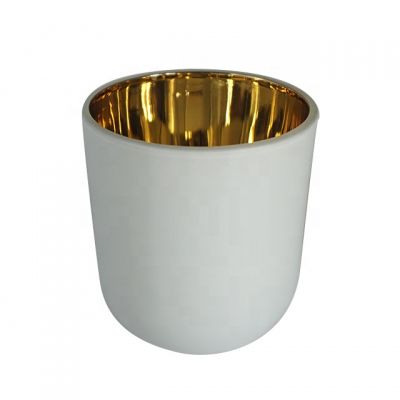 Canada popular gold plating frosted white candle container wholesale