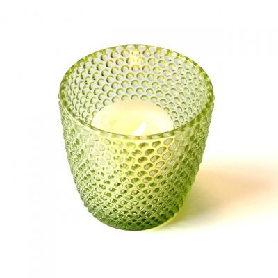 green tall glass candle holders , tea light candle holder