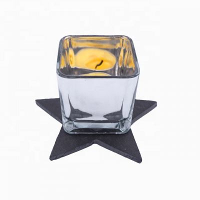mini size square mercury glass candle holder