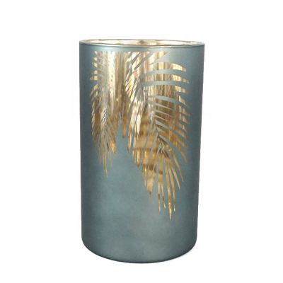 inner gold plating with leaf decorative custom candle jar glass for hotel