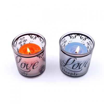 Hot custom logo frosted glass votive candle jar 