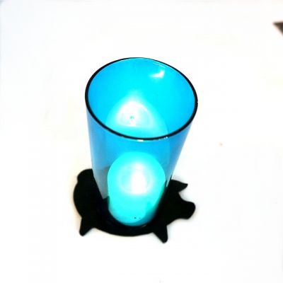 new design cobalt blue glass hurricane candle holders