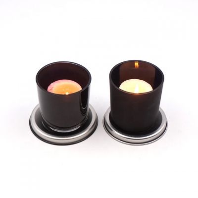 wholesale 8oz black glass candle container/vessel for home decor