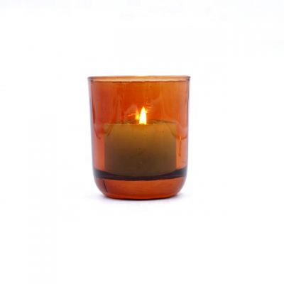  home wedding used amber candle tumbler glass thick bottom translucent candle jar glass