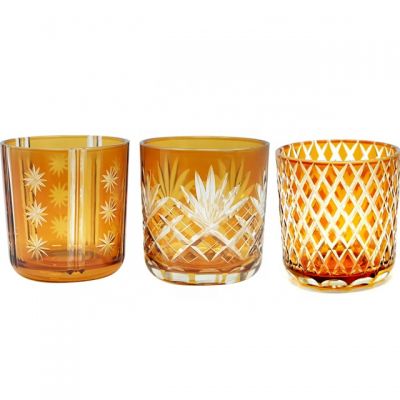 custom modern luxury empty embossed amber glass candle jar/container/cup 8oz