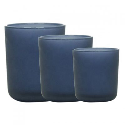 Wholesale decorative cylinder glass candlestick matte grey candle holder cup