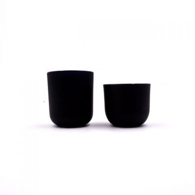 small size matte black glass candle container with marble lid for party