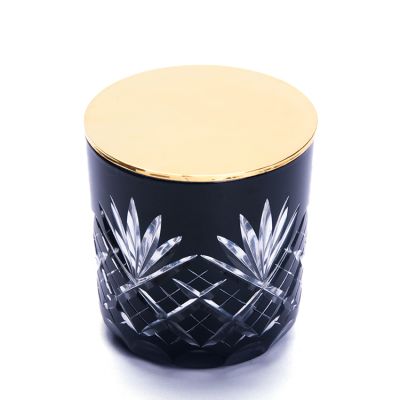home decoration use and pineapple glass candle holder with metal lid 