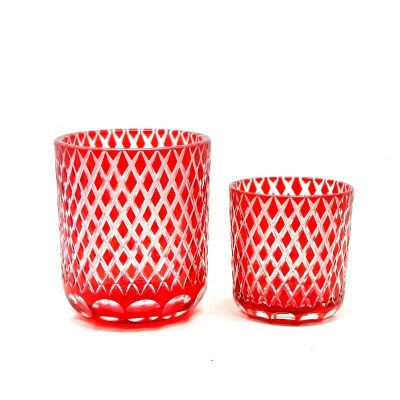 hand cut red glass candle cup / jar/vessel for wedding party
