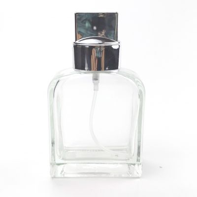 Wholesale luxury 100ml clear perfume bottles empty square shaped crystal glass spray perfume bottle