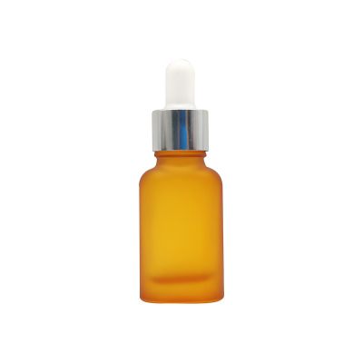 Low Price 10ml Cosmetic Containers Essential Oil Yellow Frosted Glass Dropper Bottle For Skin Care 