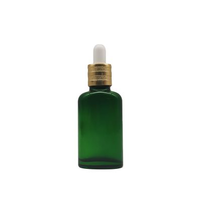 Hot Sale 30ml Empty Flat Shape Cosmetic Green Glass Essential Oil Bottle With Dropper