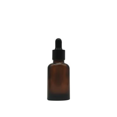 Factory Price 30ml Eye Face Essential Oil Amber Flat Glass Dropper Bottle