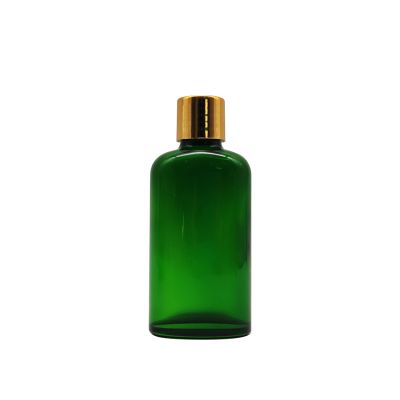 50ml Empty Green Perfume Essential Oil Glass Flat Bottles Packaging With Luxury Golden Cap