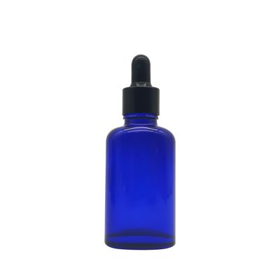Factory Price 30ml Eye Face Essential Oil Blue Flat Glass Dropper Bottle
