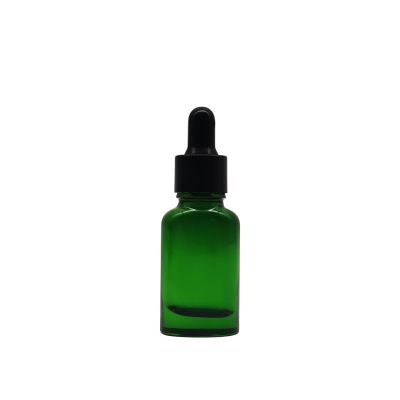 Factory Price 20ml Eye Face Essential Oil Green Flat Glass Dropper Bottle
