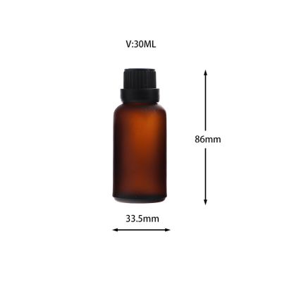 Essential Oil Package 30ml Amber Frosted Glass Bottle with Leakproof Spacer for Pipette