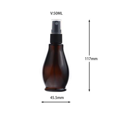 Empty Glass Aromatherapy Bottle Gourd Shape Amber Essential Oils Bottle with Spray