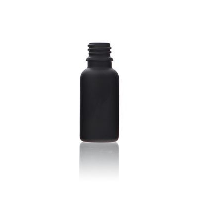 20ml black glass essential oil bottle with dropper frost round empty bottle with Customized color lid 
