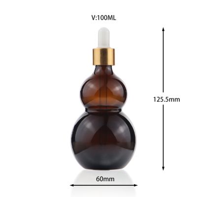 wholesale double gourd shape amber essential oil cosmetic glass spray bottle